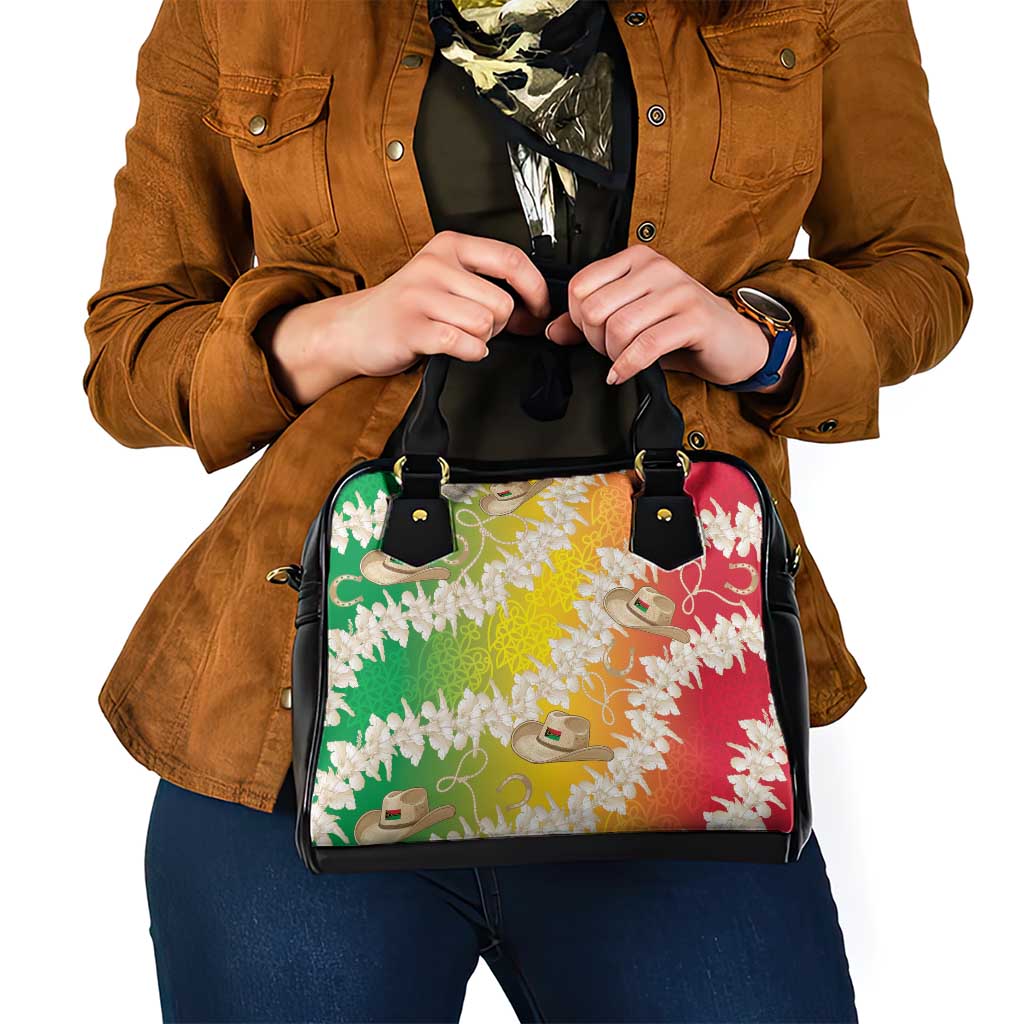 Vanuatu Cowboy Shoulder Handbag Straw Hats Hibiscus With Sand Drawing - Polynesian Pride
