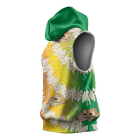 Vanuatu Cowboy Sleeveless Hoodie Straw Hats Hibiscus With Sand Drawing - Polynesian Pride