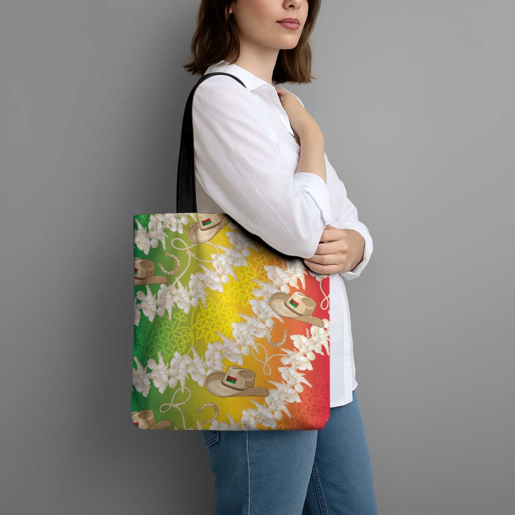 Vanuatu Cowboy Tote Bag Straw Hats Hibiscus With Sand Drawing - Polynesian Pride