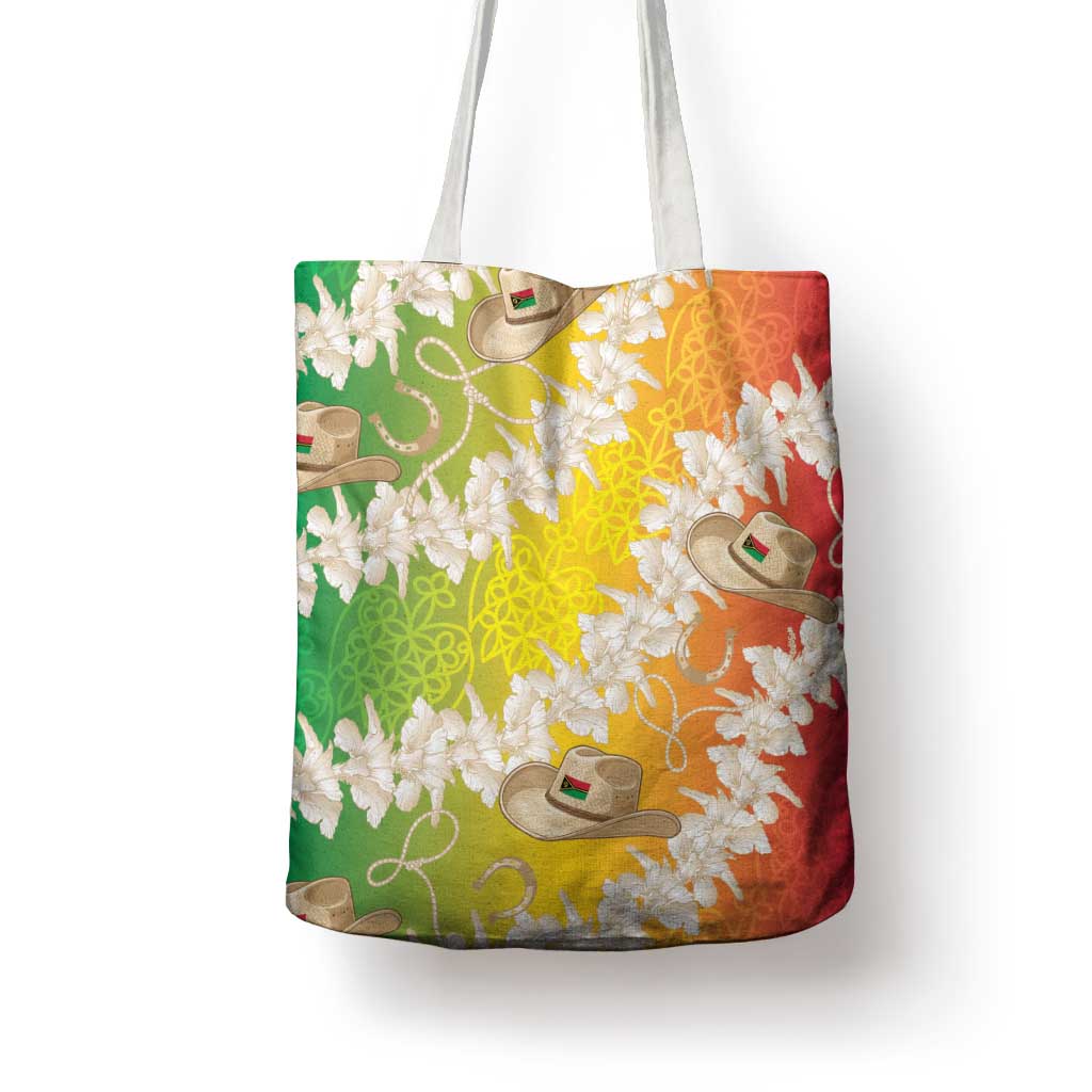 Vanuatu Cowboy Tote Bag Straw Hats Hibiscus With Sand Drawing - Polynesian Pride