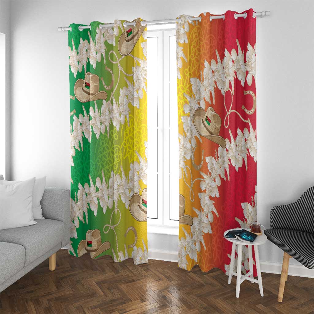 Vanuatu Cowboy Window Curtain Straw Hats Hibiscus With Sand Drawing - Polynesian Pride