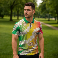 Vanuatu Cowboy Zipper Polo Shirt Straw Hats Hibiscus With Sand Drawing - Polynesian Pride