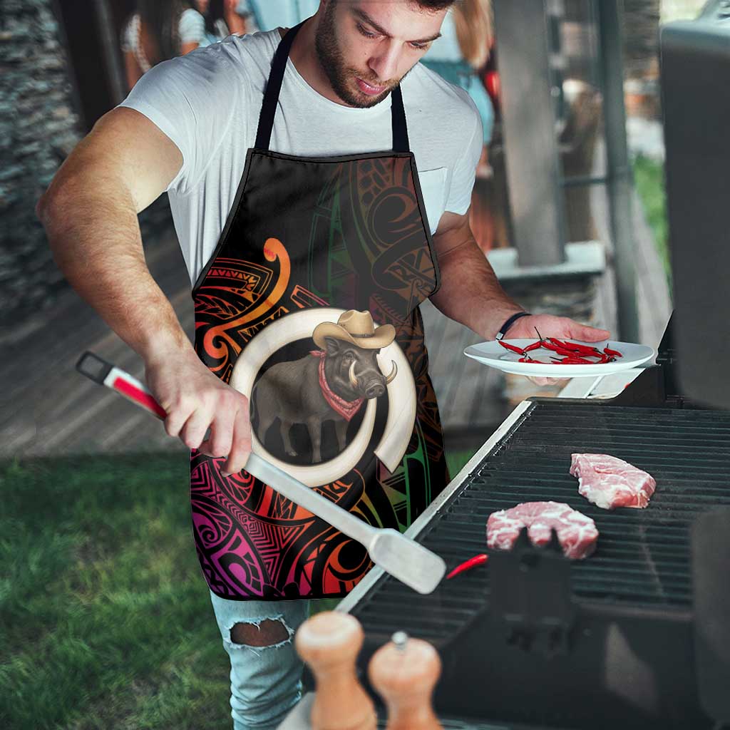 Vanuatu Boar Cowboy Apron Tusk Gradient Polynesian Pattern - Polynesian Pride