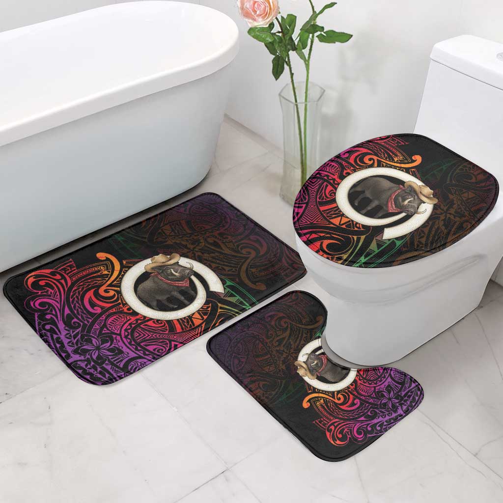 Vanuatu Boar Cowboy Bathroom Set Tusk Gradient Polynesian Pattern - Polynesian Pride