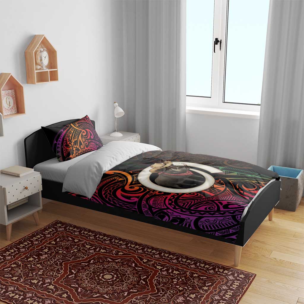 Vanuatu Boar Cowboy Bedding Set Tusk Gradient Polynesian Pattern - Polynesian Pride