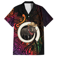 Vanuatu Boar Cowboy Family Matching Tank Maxi Dress and Hawaiian Shirt Tusk Gradient Polynesian Pattern - Polynesian Pride