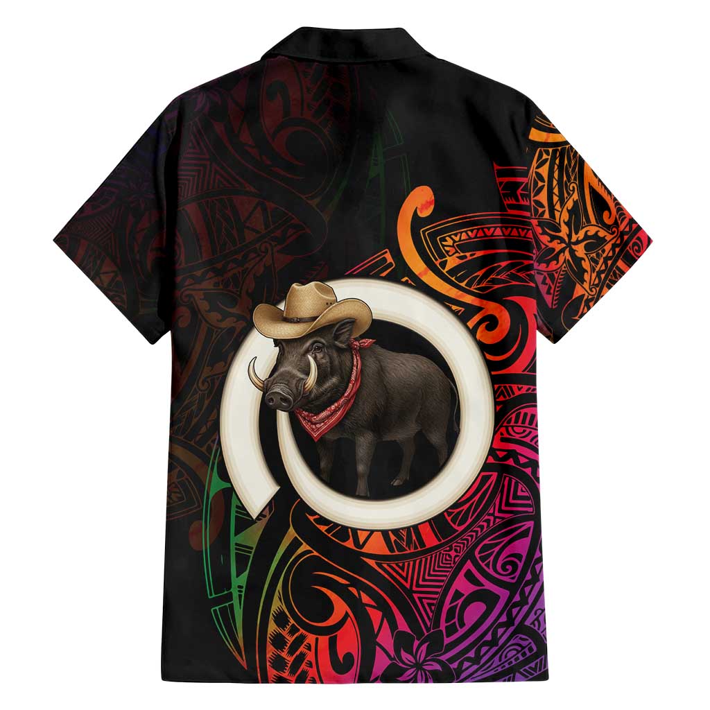 Vanuatu Boar Cowboy Family Matching Tank Maxi Dress and Hawaiian Shirt Tusk Gradient Polynesian Pattern - Polynesian Pride
