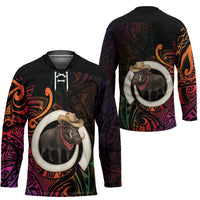 Vanuatu Boar Cowboy Hockey Jersey Tusk Gradient Polynesian Pattern - Polynesian Pride