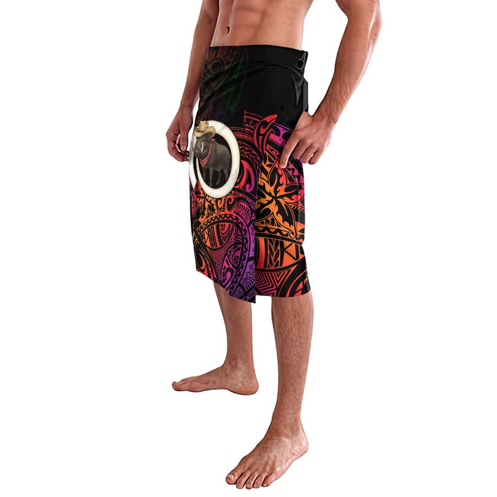 Vanuatu Boar Cowboy Lavalava Tusk Gradient Polynesian Pattern - Polynesian Pride