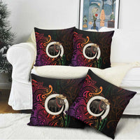 Vanuatu Boar Cowboy Pillow Cover Tusk Gradient Polynesian Pattern - Polynesian Pride