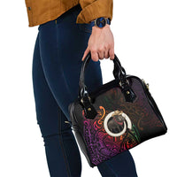 Vanuatu Boar Cowboy Shoulder Handbag Tusk Gradient Polynesian Pattern - Polynesian Pride