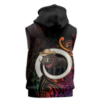 Vanuatu Boar Cowboy Sleeveless Hoodie Tusk Gradient Polynesian Pattern LT14 - Polynesian Pride