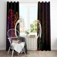 Vanuatu Boar Cowboy Window Curtain Tusk Gradient Polynesian Pattern - Polynesian Pride