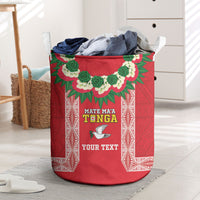 Mate Ma'a Tonga Rugby Custom Laundry Basket Tongan Kahoa Lei Ngatu Pattern Red LT14 Red - Polynesian Pride
