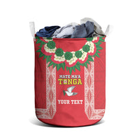 Mate Ma'a Tonga Rugby Custom Laundry Basket Tongan Kahoa Lei Ngatu Pattern Red LT14 - Polynesian Pride