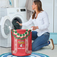 Mate Ma'a Tonga Rugby Custom Laundry Basket Tongan Kahoa Lei Ngatu Pattern Red LT14 - Polynesian Pride