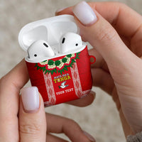 Mate Ma'a Tonga Rugby Custom AirPods Case Tongan Kahoa Lei Ngatu Pattern Red LT14 - Polynesian Pride