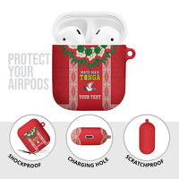 Mate Ma'a Tonga Rugby Custom AirPods Case Tongan Kahoa Lei Ngatu Pattern Red LT14 - Polynesian Pride