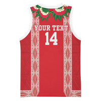 Mate Ma'a Tonga Rugby Custom Basketball Jersey Tongan Kahoa Lei Ngatu Pattern Red LT14 - Polynesian Pride