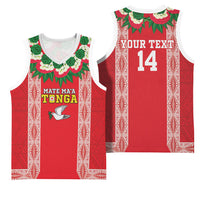 Mate Ma'a Tonga Rugby Custom Basketball Jersey Tongan Kahoa Lei Ngatu Pattern Red LT14 - Polynesian Pride