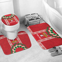 Mate Ma'a Tonga Rugby Custom Bathroom Set Tongan Kahoa Lei Ngatu Pattern Red LT14 Mat Set Only (3 pcs) One Size Red - Polynesian Pride