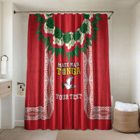 Mate Ma'a Tonga Rugby Custom Bathroom Set Tongan Kahoa Lei Ngatu Pattern Red LT14 Shower Curtain Only Red - Polynesian Pride