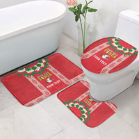 Mate Ma'a Tonga Rugby Custom Bathroom Set Tongan Kahoa Lei Ngatu Pattern Red LT14 - Polynesian Pride