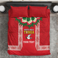 Mate Ma'a Tonga Rugby Custom Bedding Set Tongan Kahoa Lei Ngatu Pattern Red LT14 Red - Polynesian Pride