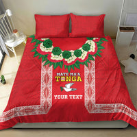 Mate Ma'a Tonga Rugby Custom Bedding Set Tongan Kahoa Lei Ngatu Pattern Red LT14 - Polynesian Pride