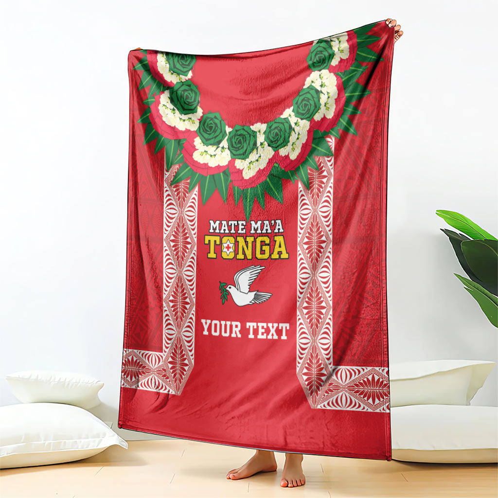 Mate Ma'a Tonga Rugby Custom Blanket Tongan Kahoa Lei Ngatu Pattern Red LT14 - Polynesian Pride