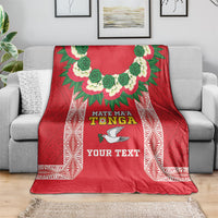 Mate Ma'a Tonga Rugby Custom Blanket Tongan Kahoa Lei Ngatu Pattern Red LT14 - Polynesian Pride