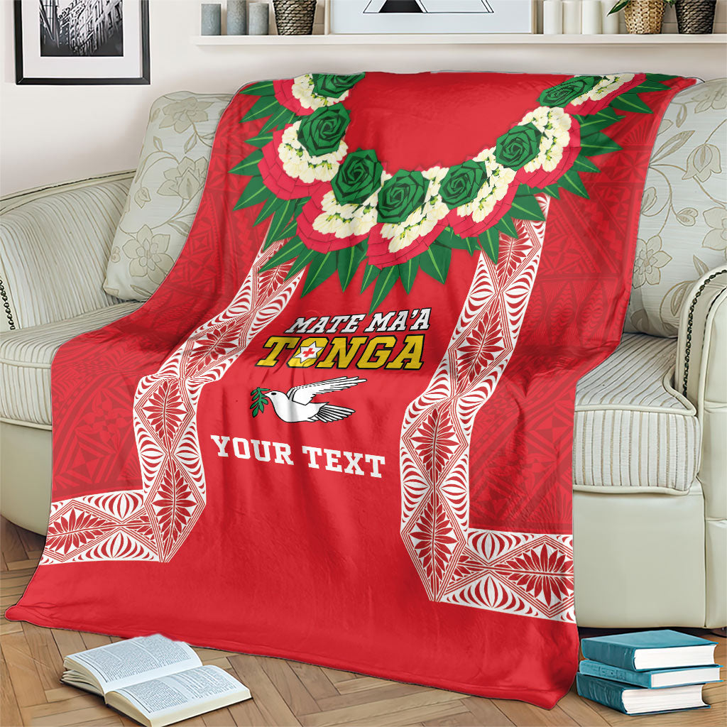 Mate Ma'a Tonga Rugby Custom Blanket Tongan Kahoa Lei Ngatu Pattern Red LT14 - Polynesian Pride