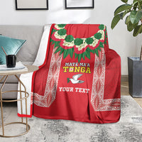 Mate Ma'a Tonga Rugby Custom Blanket Tongan Kahoa Lei Ngatu Pattern Red LT14 - Polynesian Pride
