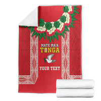 Mate Ma'a Tonga Rugby Custom Blanket Tongan Kahoa Lei Ngatu Pattern Red LT14 - Polynesian Pride