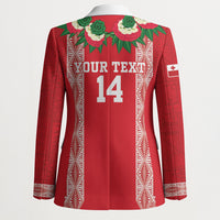 Mate Ma'a Tonga Rugby Custom Blazer Tongan Kahoa Lei Ngatu Pattern Red LT14 - Polynesian Pride