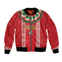 Mate Ma'a Tonga Rugby Custom Bomber Jacket Tongan Kahoa Lei Ngatu Pattern Red LT14 Unisex Red - Polynesian Pride