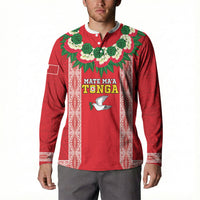 Mate Ma'a Tonga Rugby Custom Button Sweatshirt Tongan Kahoa Lei Ngatu Pattern Red LT14 - Polynesian Pride