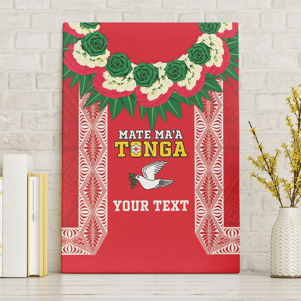 Mate Ma'a Tonga Rugby Custom Canvas Wall Art Tongan Kahoa Lei Ngatu Pattern Red LT14 Without Frame Red - Polynesian Pride