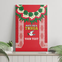 Mate Ma'a Tonga Rugby Custom Canvas Wall Art Tongan Kahoa Lei Ngatu Pattern Red LT14 - Polynesian Pride