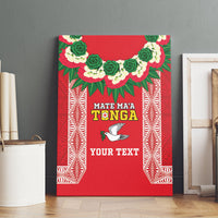 Mate Ma'a Tonga Rugby Custom Canvas Wall Art Tongan Kahoa Lei Ngatu Pattern Red LT14 - Polynesian Pride