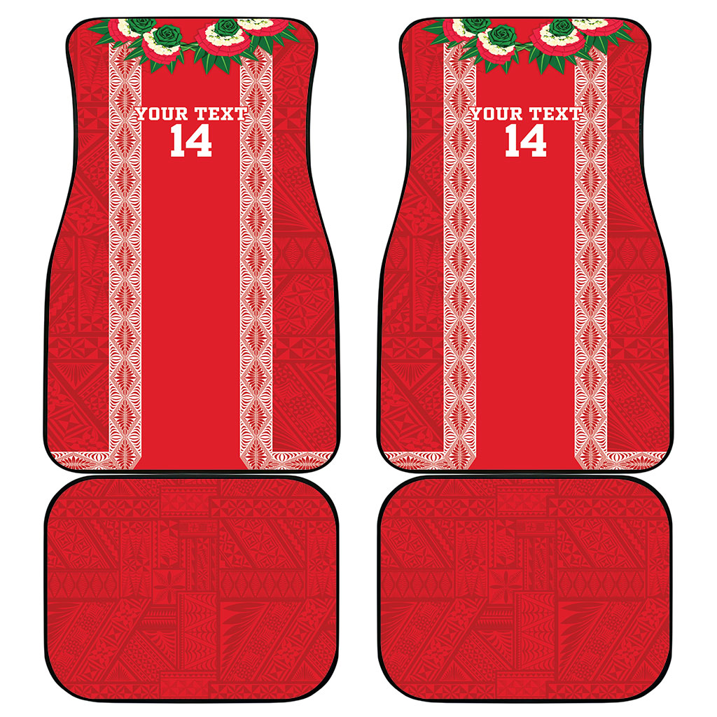 Mate Ma'a Tonga Rugby Custom Car Mats Tongan Kahoa Lei Ngatu Pattern Red LT14 - Polynesian Pride