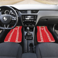 Mate Ma'a Tonga Rugby Custom Car Mats Tongan Kahoa Lei Ngatu Pattern Red LT14 Set 2pcs - Front Red - Polynesian Pride