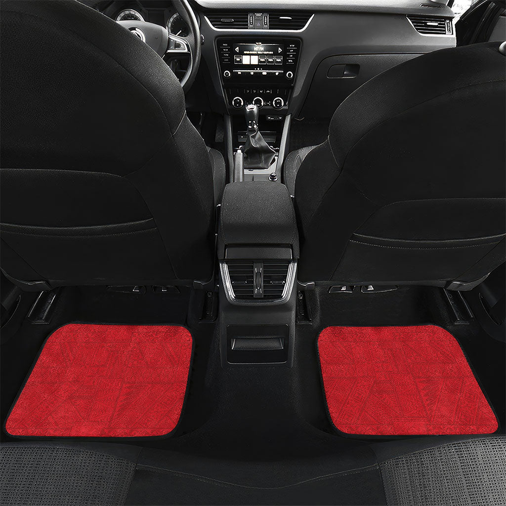 Mate Ma'a Tonga Rugby Custom Car Mats Tongan Kahoa Lei Ngatu Pattern Red LT14 Set 2pcs - Back Red - Polynesian Pride