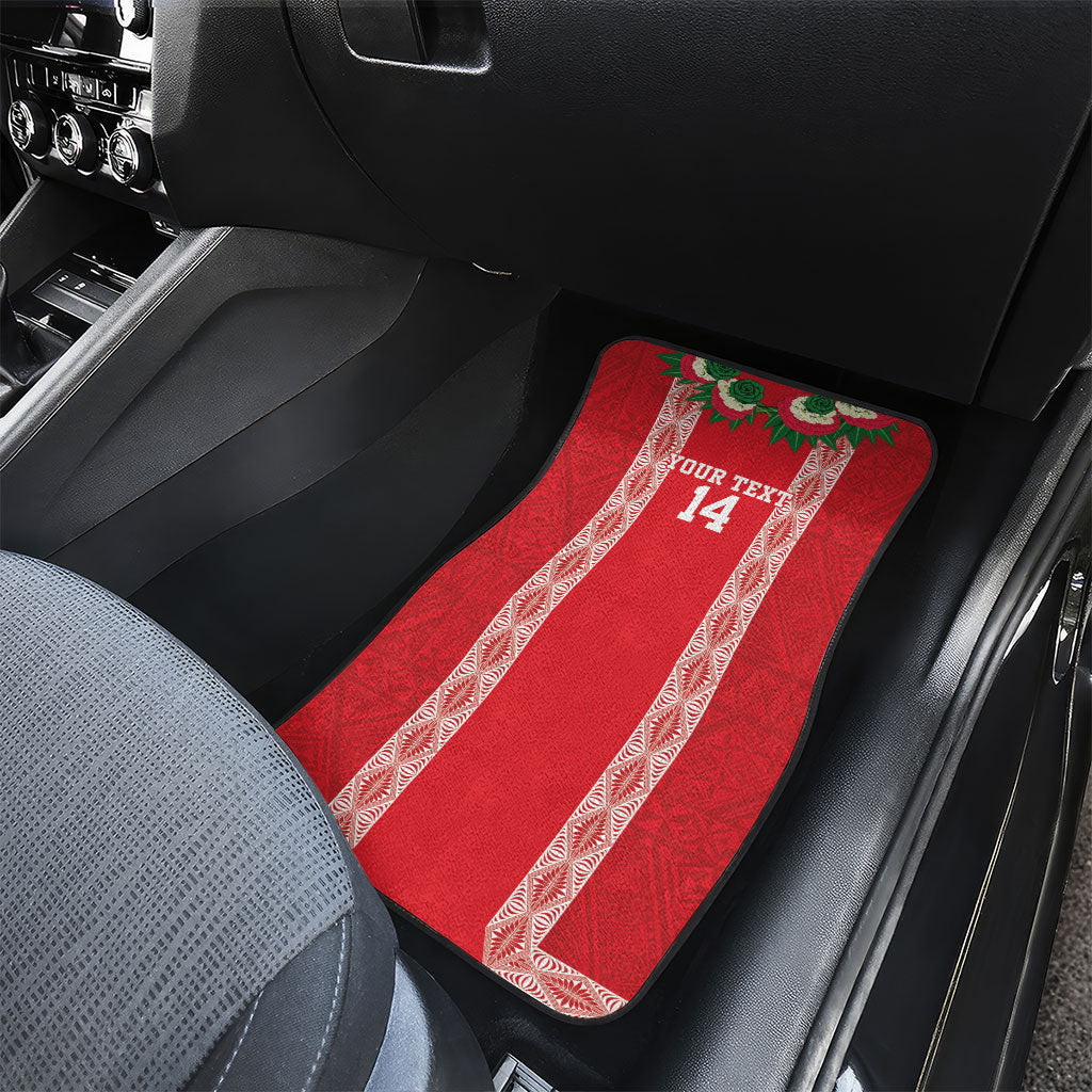 Mate Ma'a Tonga Rugby Custom Car Mats Tongan Kahoa Lei Ngatu Pattern Red LT14 - Polynesian Pride