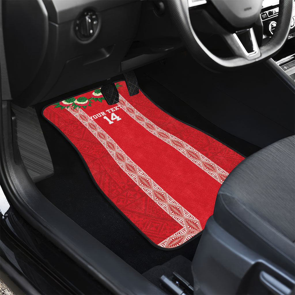 Mate Ma'a Tonga Rugby Custom Car Mats Tongan Kahoa Lei Ngatu Pattern Red LT14 - Polynesian Pride