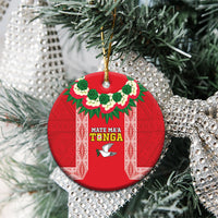 Mate Ma'a Tonga Rugby Personalised Ceramic Ornament Tongan Kahoa Lei Ngatu Pattern Red LT14 - Polynesian Pride