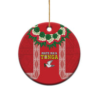 Mate Ma'a Tonga Rugby Personalised Ceramic Ornament Tongan Kahoa Lei Ngatu Pattern Red LT14 - Polynesian Pride
