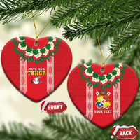 Mate Ma'a Tonga Rugby Personalised Ceramic Ornament Tongan Kahoa Lei Ngatu Pattern Red LT14 Heart Red - Polynesian Pride