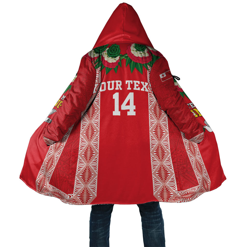 Mate Ma'a Tonga Rugby Custom Cloak Tongan Kahoa Lei Ngatu Pattern Red LT14 Unisex Red - Polynesian Pride