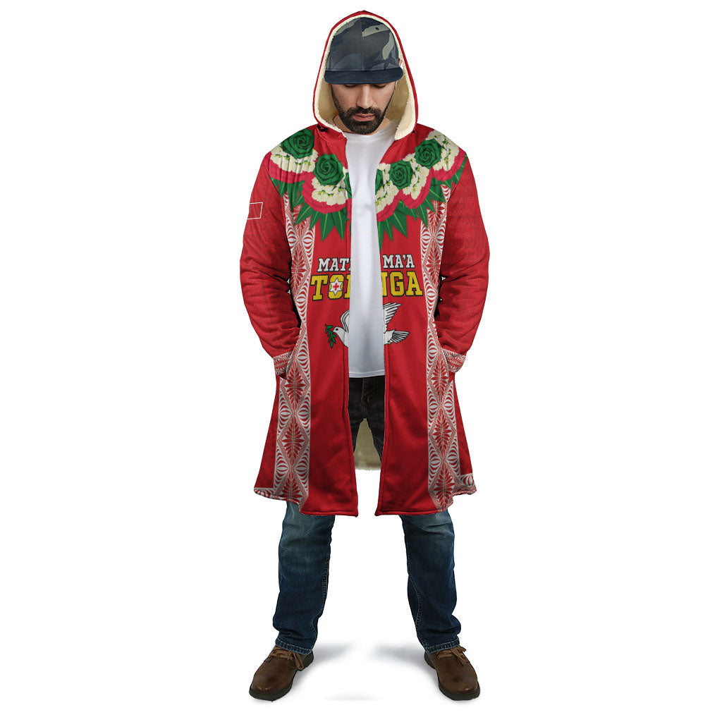 Mate Ma'a Tonga Rugby Custom Cloak Tongan Kahoa Lei Ngatu Pattern Red LT14 - Polynesian Pride